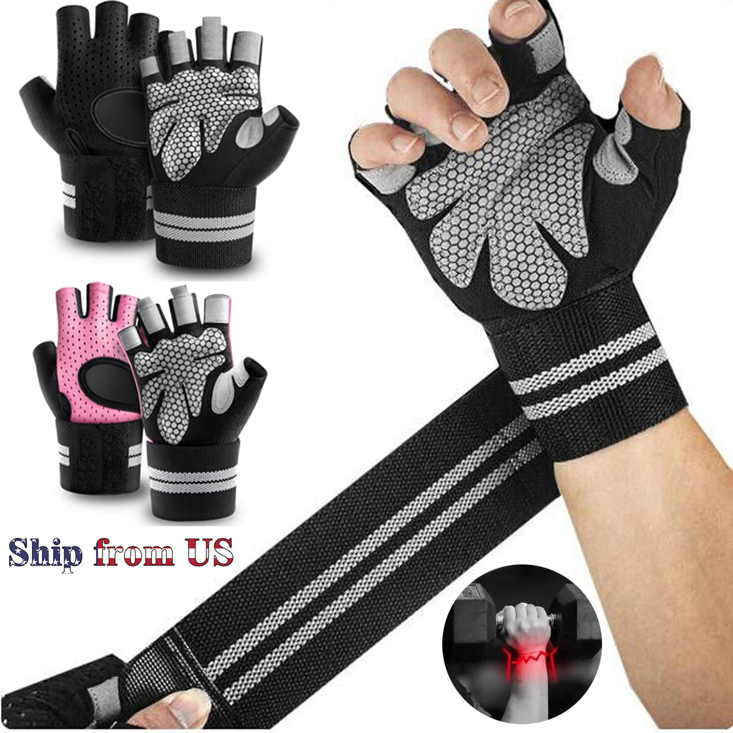 Weight lifting Gym Gloves Workout for Man Wrist Support Lifting Exercise Gloves