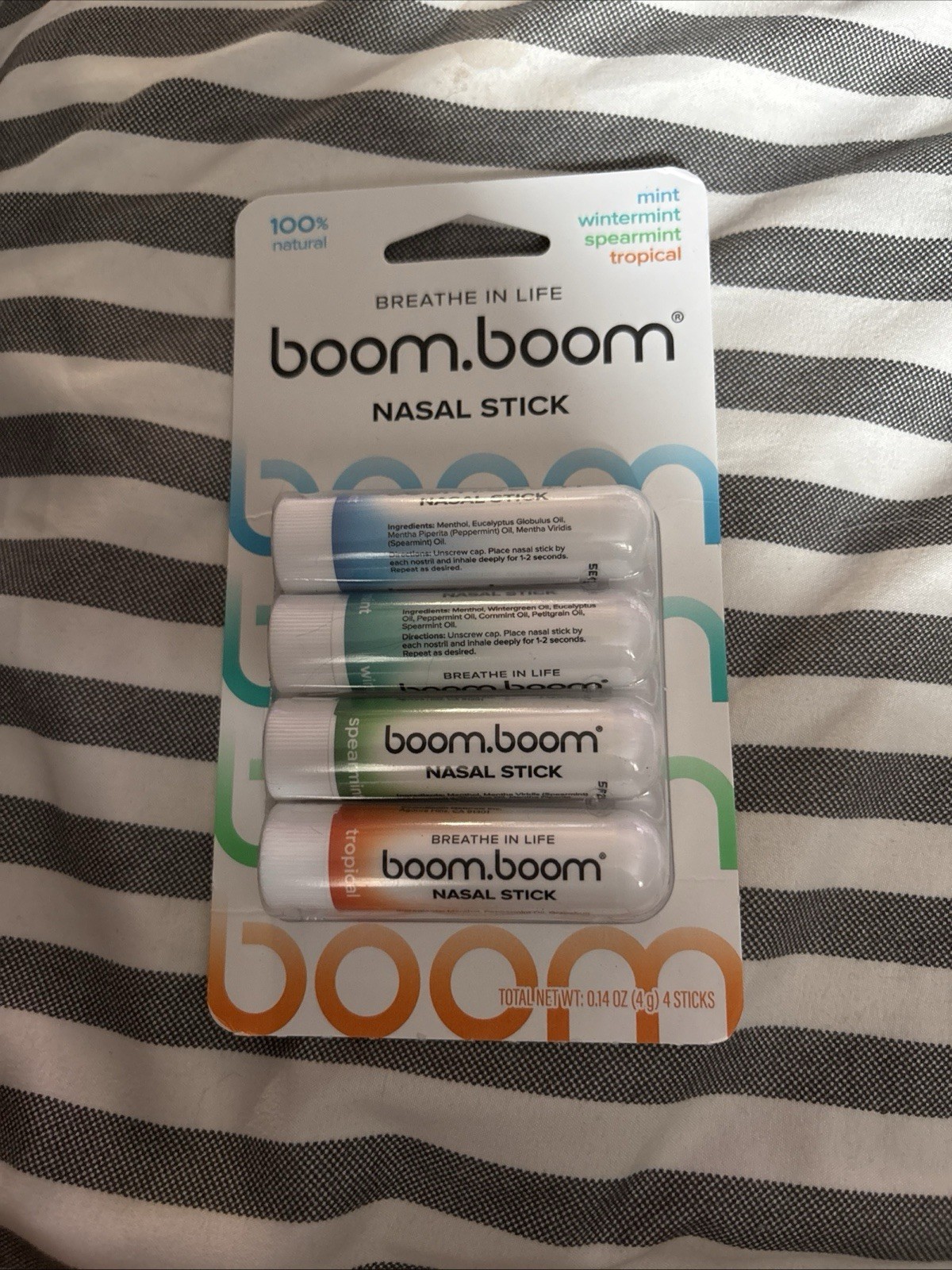 Boom Boom Nasal Sticks Variety Set - 4 Pack | Portable Aromatherapy Nasal Inhale