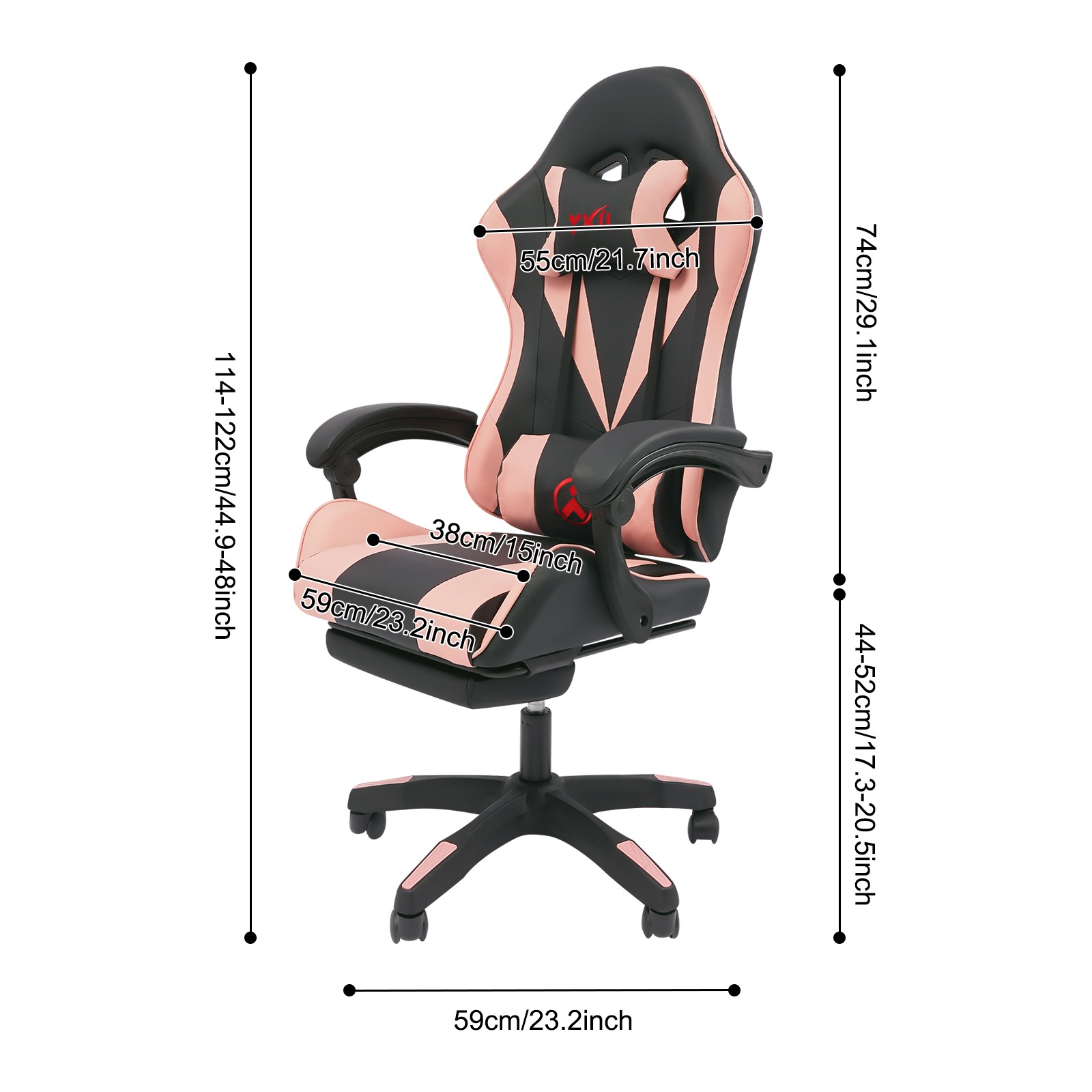 Pink Gaming Chair Adjustable Swivel Task Chair Ergonomic Computer Chair w/ Wheel