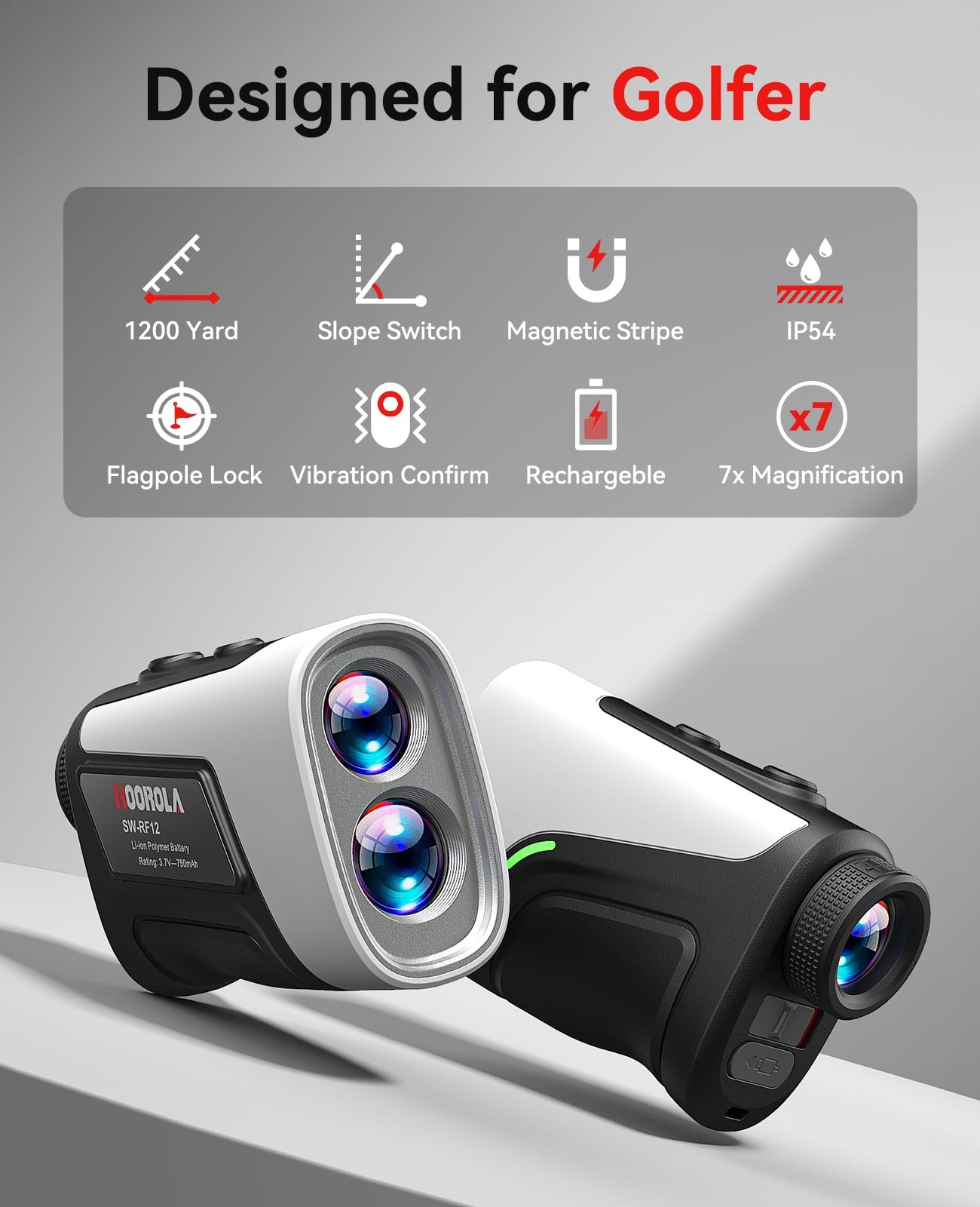 Hoorola Range Finder Golf, 1200 Yards Rangefinder with Slope, Magnetic Stripe...