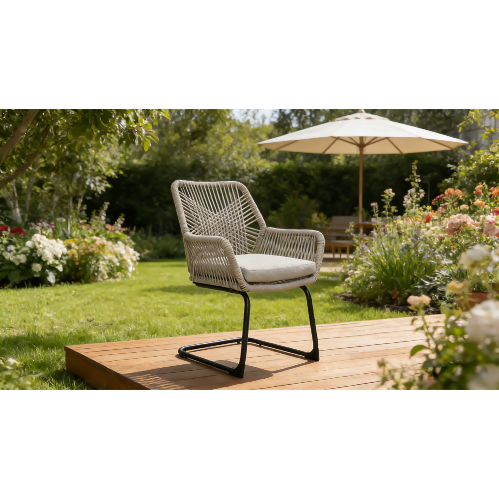 ight Grey PE Rattan Outdoor Armchair with Spring Support, Set of 2 – All-Weather
