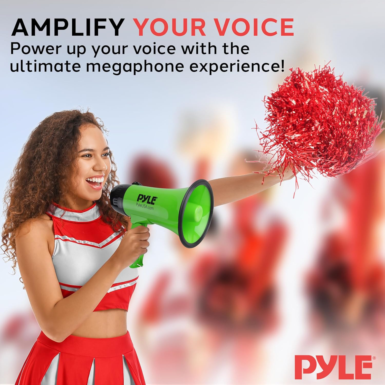 Compact 20-Watt Megaphone Speaker with Microphone, Siren, Bullhorn - Battery Ope