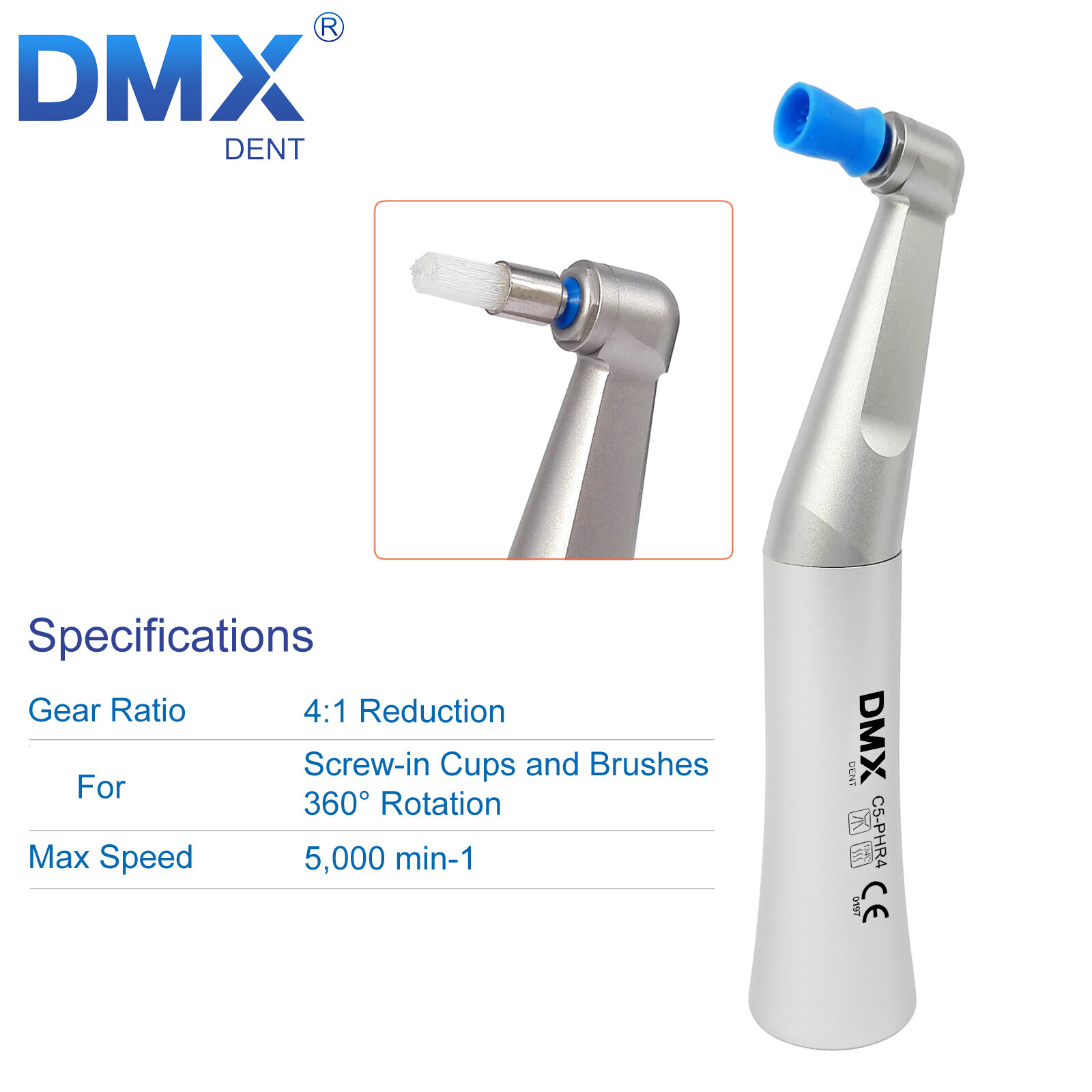 Dental 4:1 Prophy Contra Angle NSK FX57 Screw-in/Snap on Slow Speed Handpiece