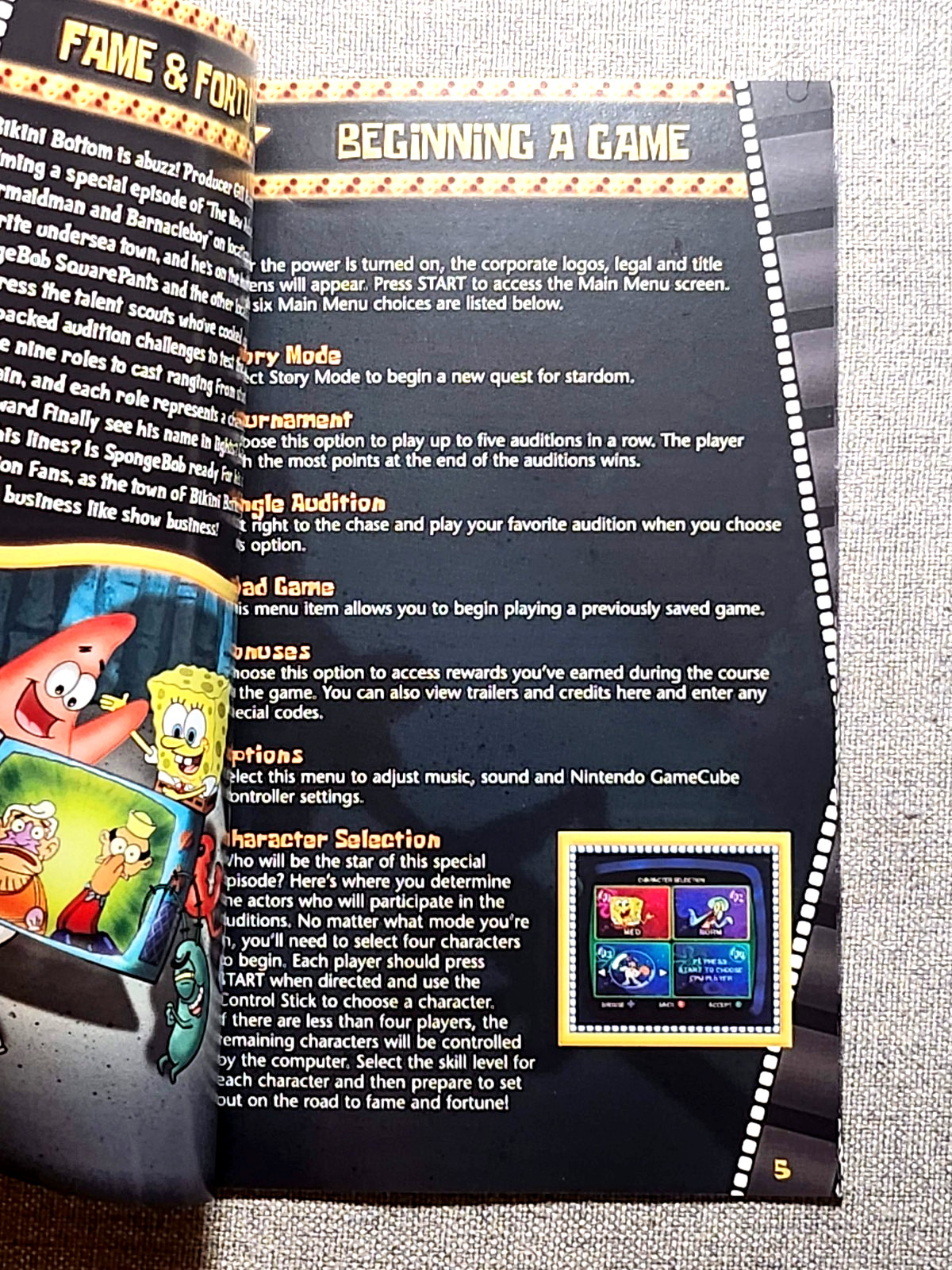 SpongeBob SquarePants Lights, Camera, Pants! Instruction Manual Only - GameCube