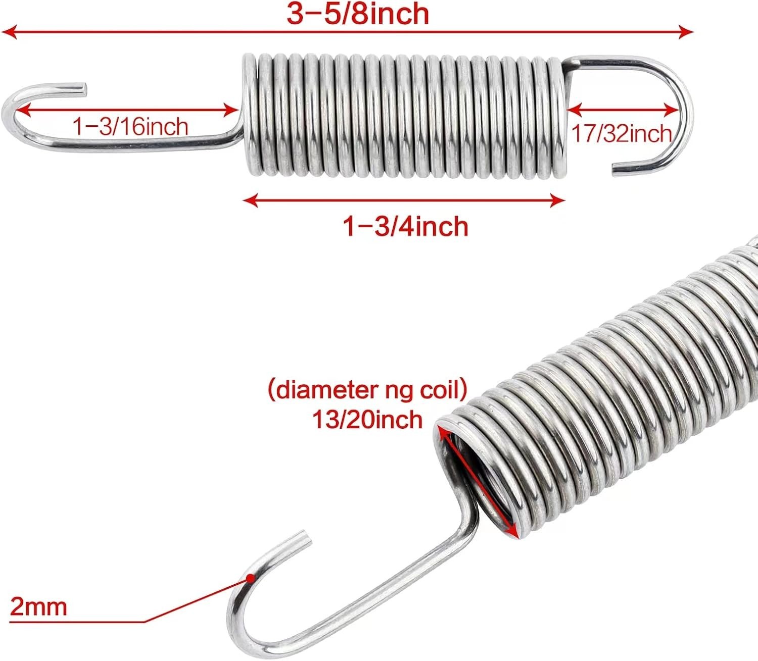 Durable 304 Stainless Steel Recliner Sofa Replacement Spring with Long Neck Hook