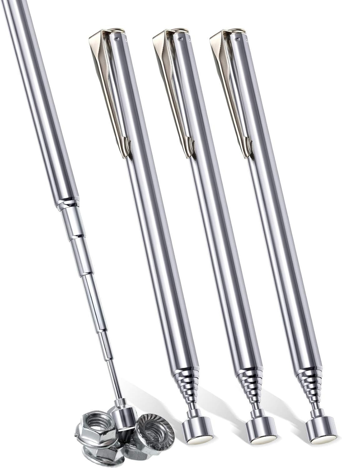 4 Pieces Telescoping Magnetic Pick up Tool Grabbers Reacher Tools with Pocket Cl