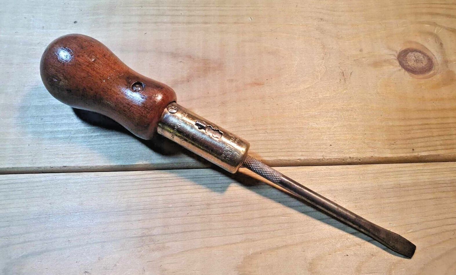 Vintage Moore & Wright Ratchet Screwdriver Old Woodworking Tools Carpentry Brass