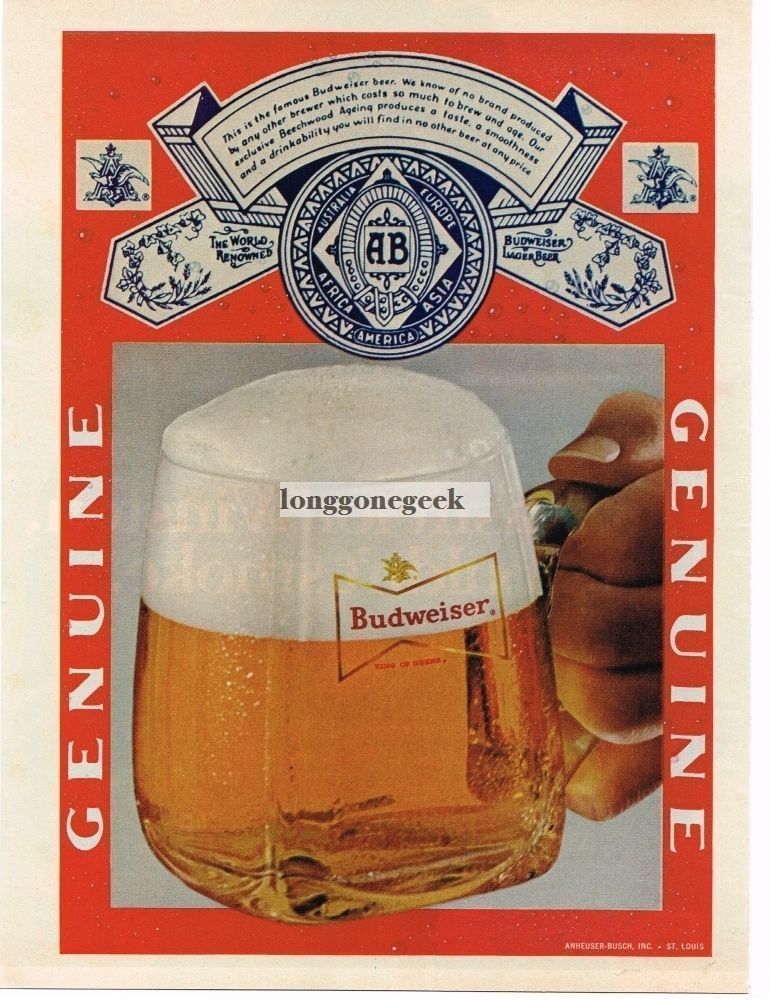 1975 Budweiser Beer Giant Label Vintage Print Ad