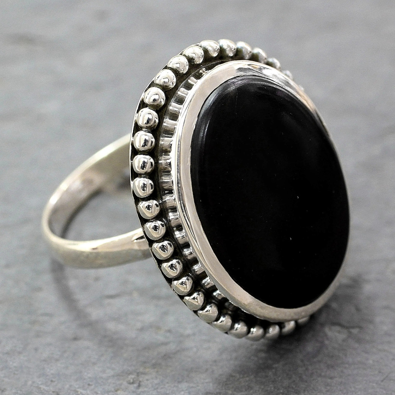 Black Onyx Gemstone 925 Sterling Silver Handmade Jewelry Ring Gift For Her A-05