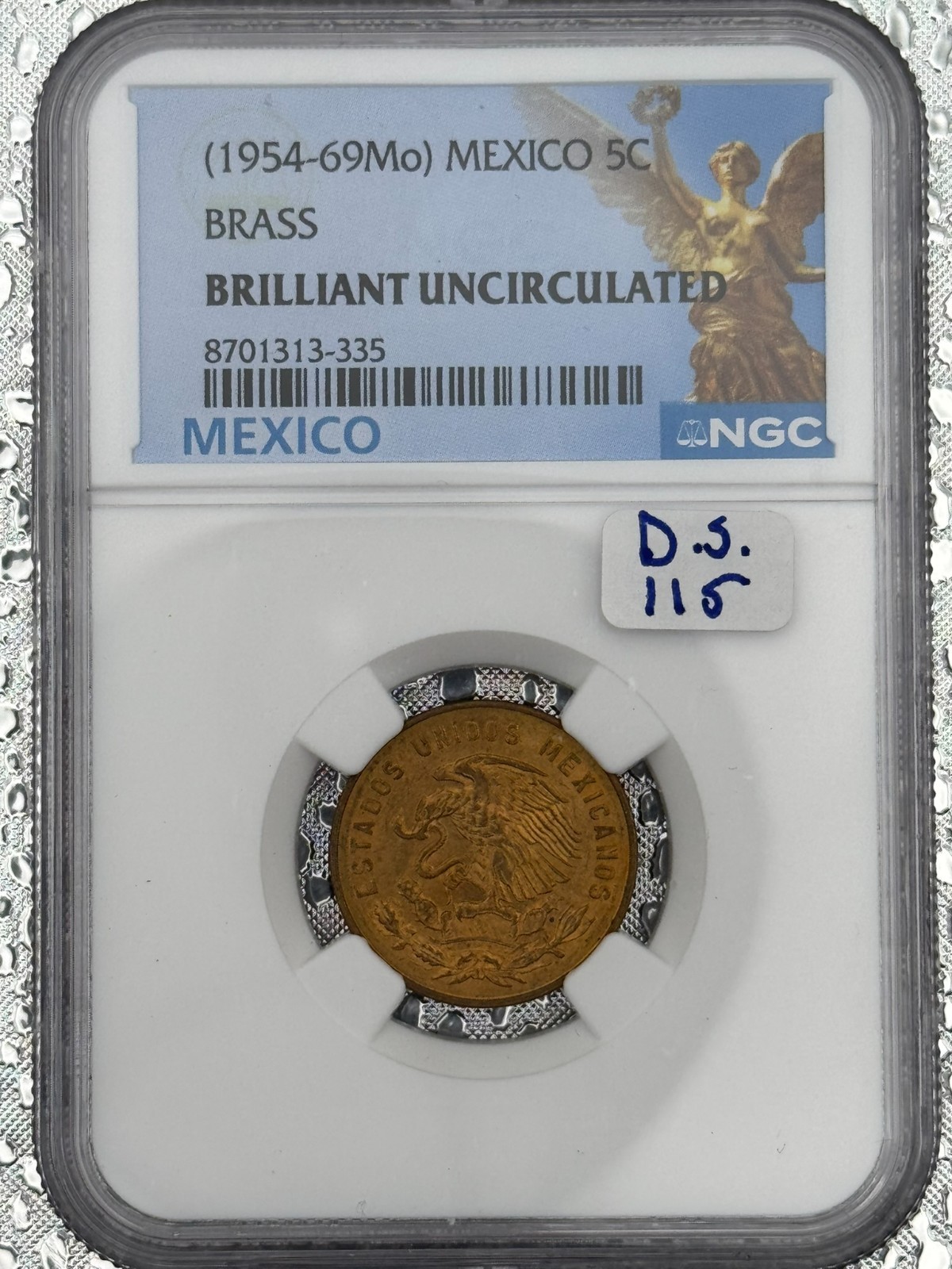 (1954-69) 1966 Mo Mexico 5C Brass Genuine - NGC (115)