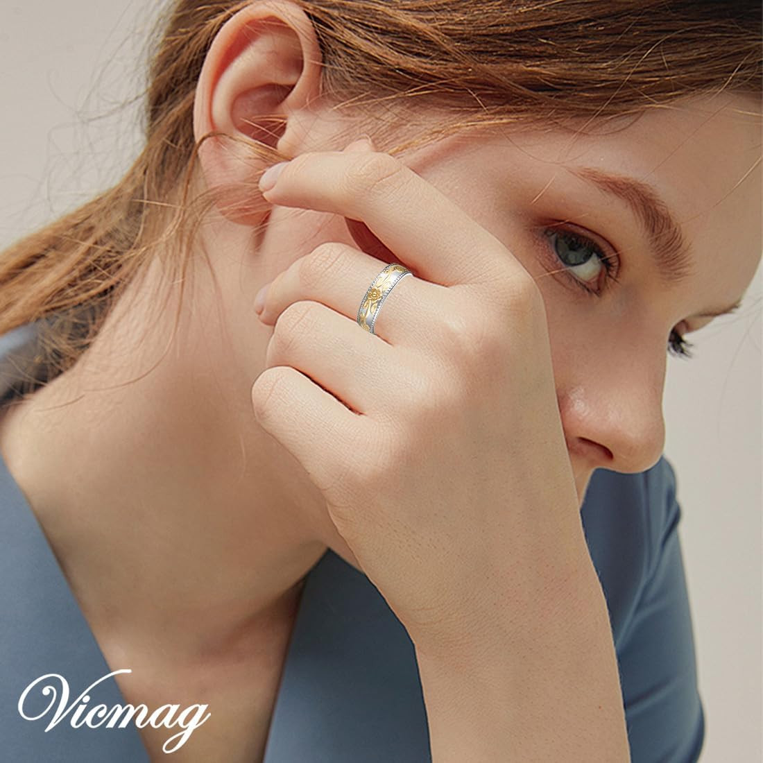 Vicmag Copper Magnetic Ring for Women Men 100% Solid Pure Copper Adjustable with