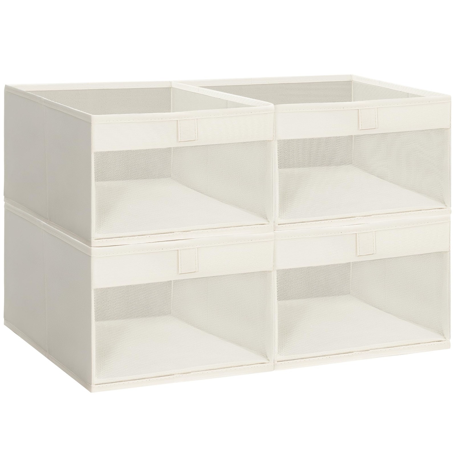 STORAGE MANIAC 4 Pack Storage Bins with Clear Window, 4 Pack, Beige