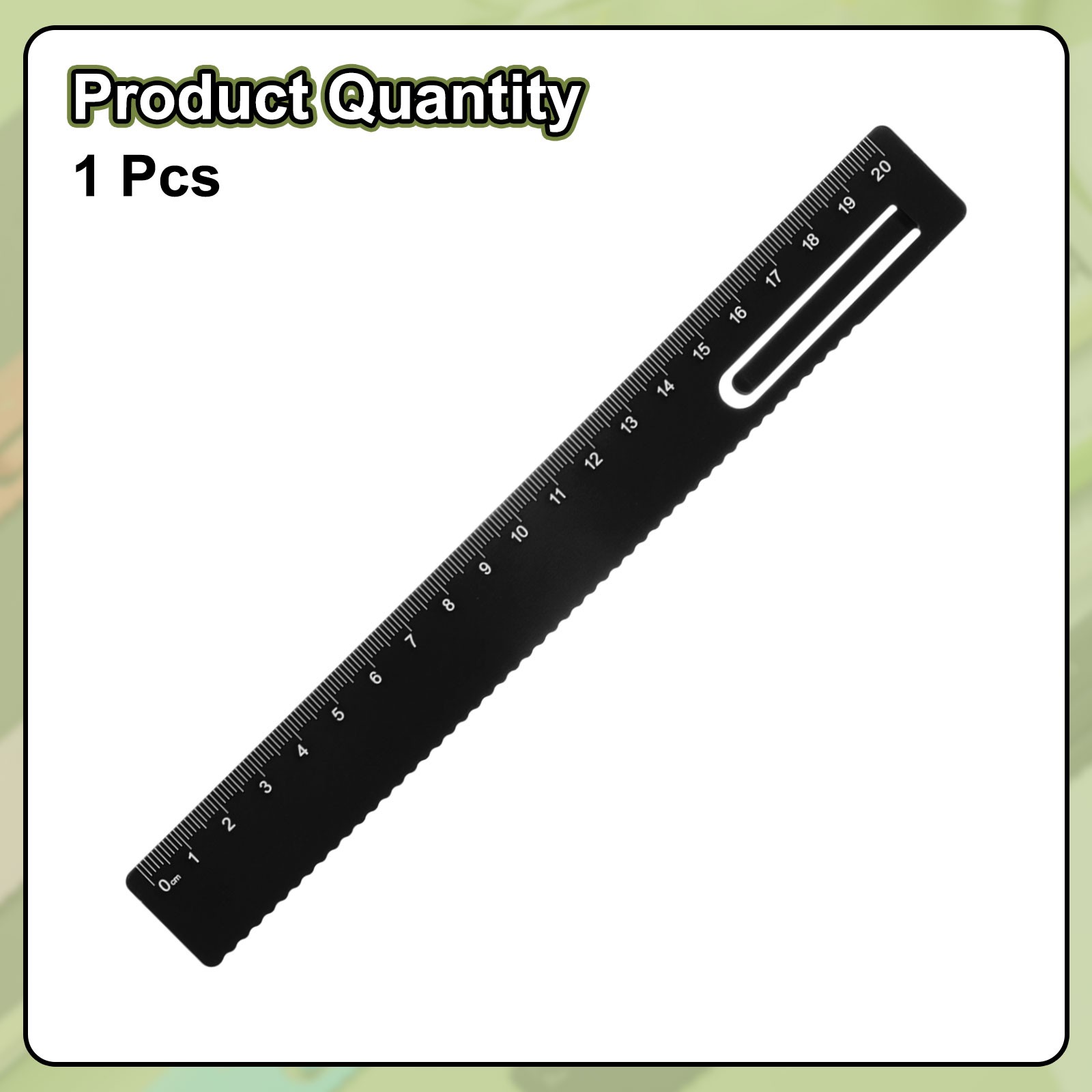 Straight Ruler 20cm Metric Bookmark Clip Ruler Black