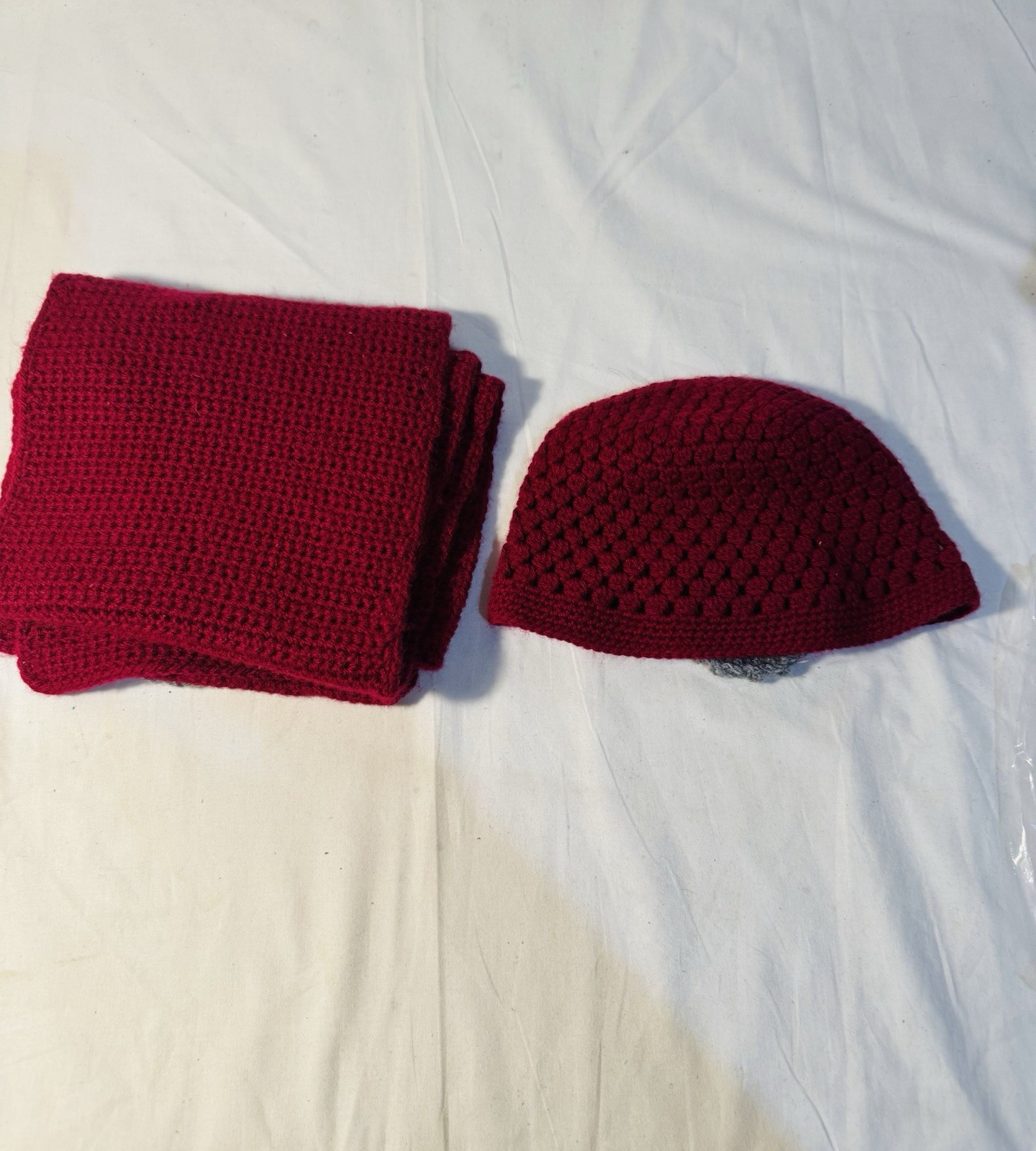 Handmade Knitted Hat And Scarf Red