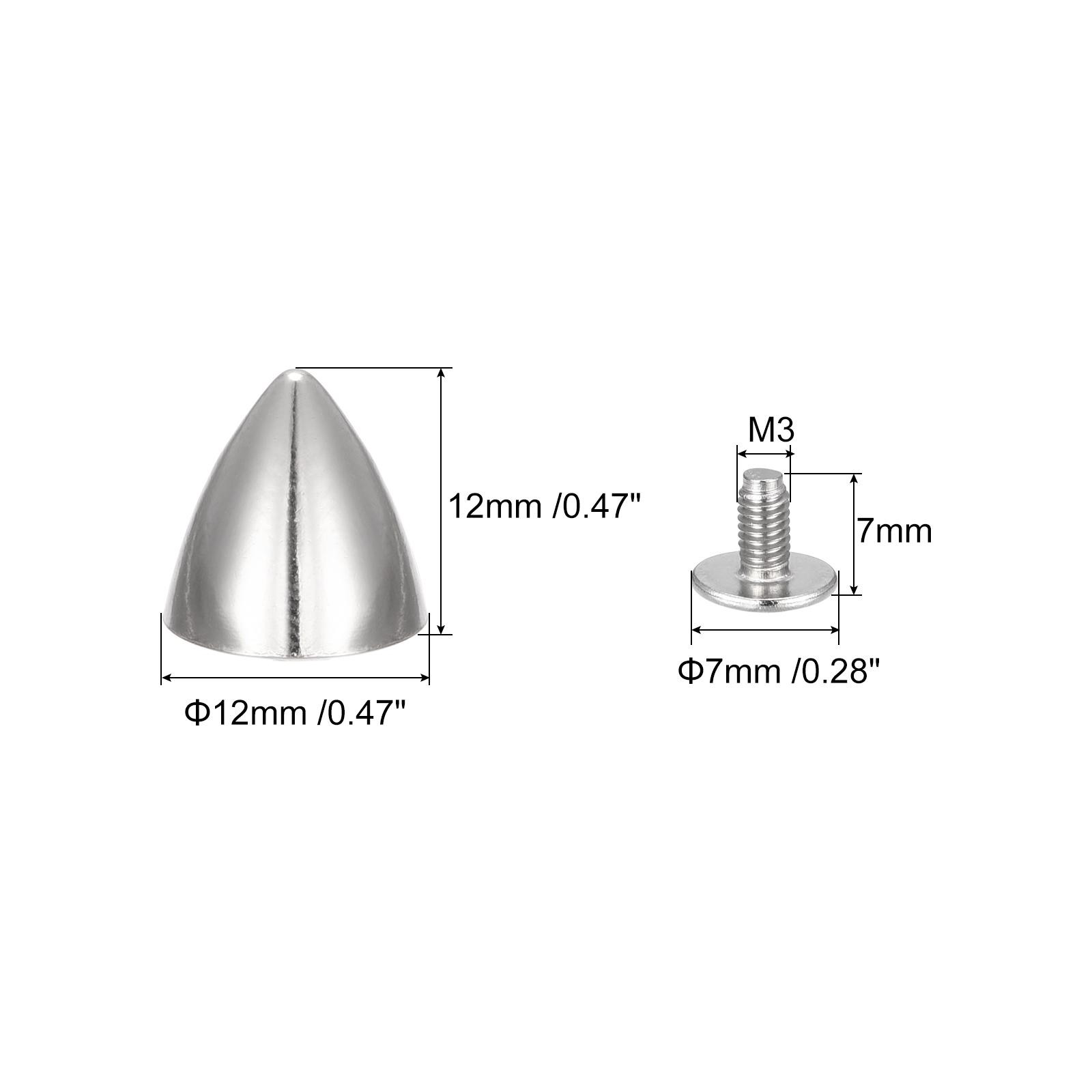 12x12mm Screw Back Rivets, 30 Cable Set Leather Studs Silver Tone