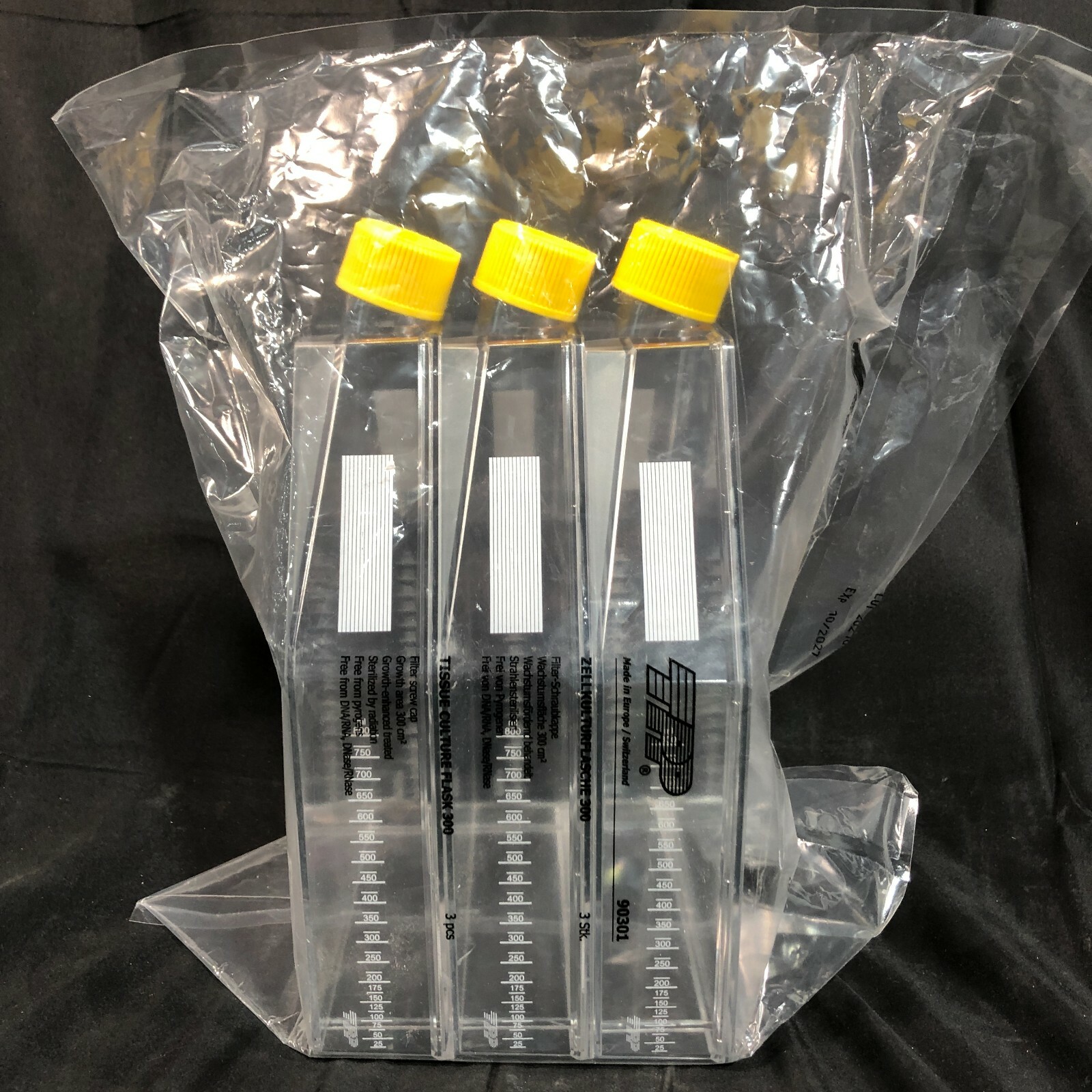 TPP 90301 Tissue Culture Flask 300 mL, 3-Pack, New, Swiss Brand, Lab Use
