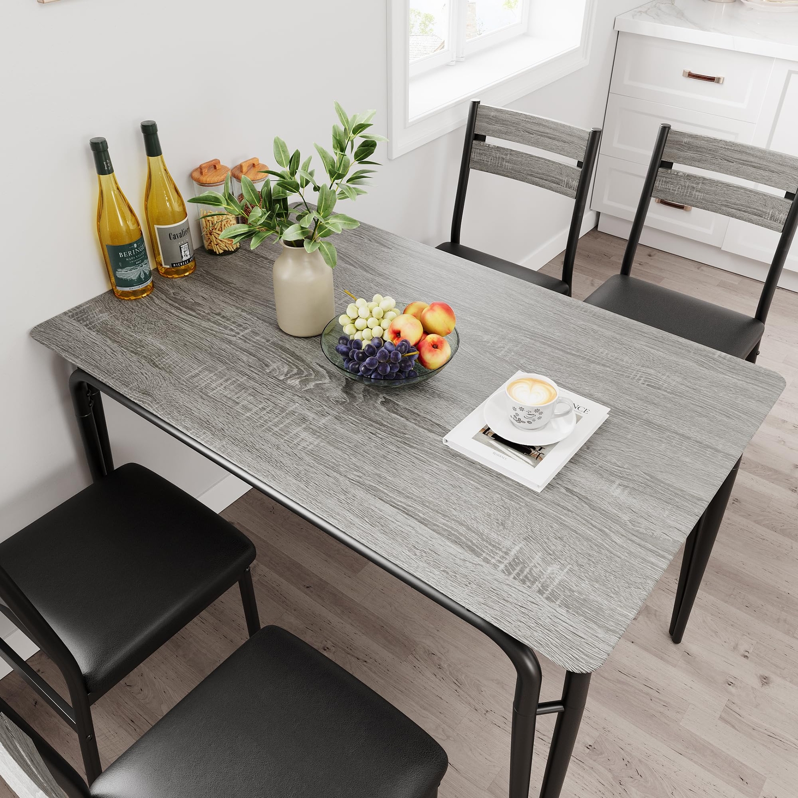 5 Piece Dining Table Set ,Square Kitchen Table and Chairs Set for 4 ,Dinette Set