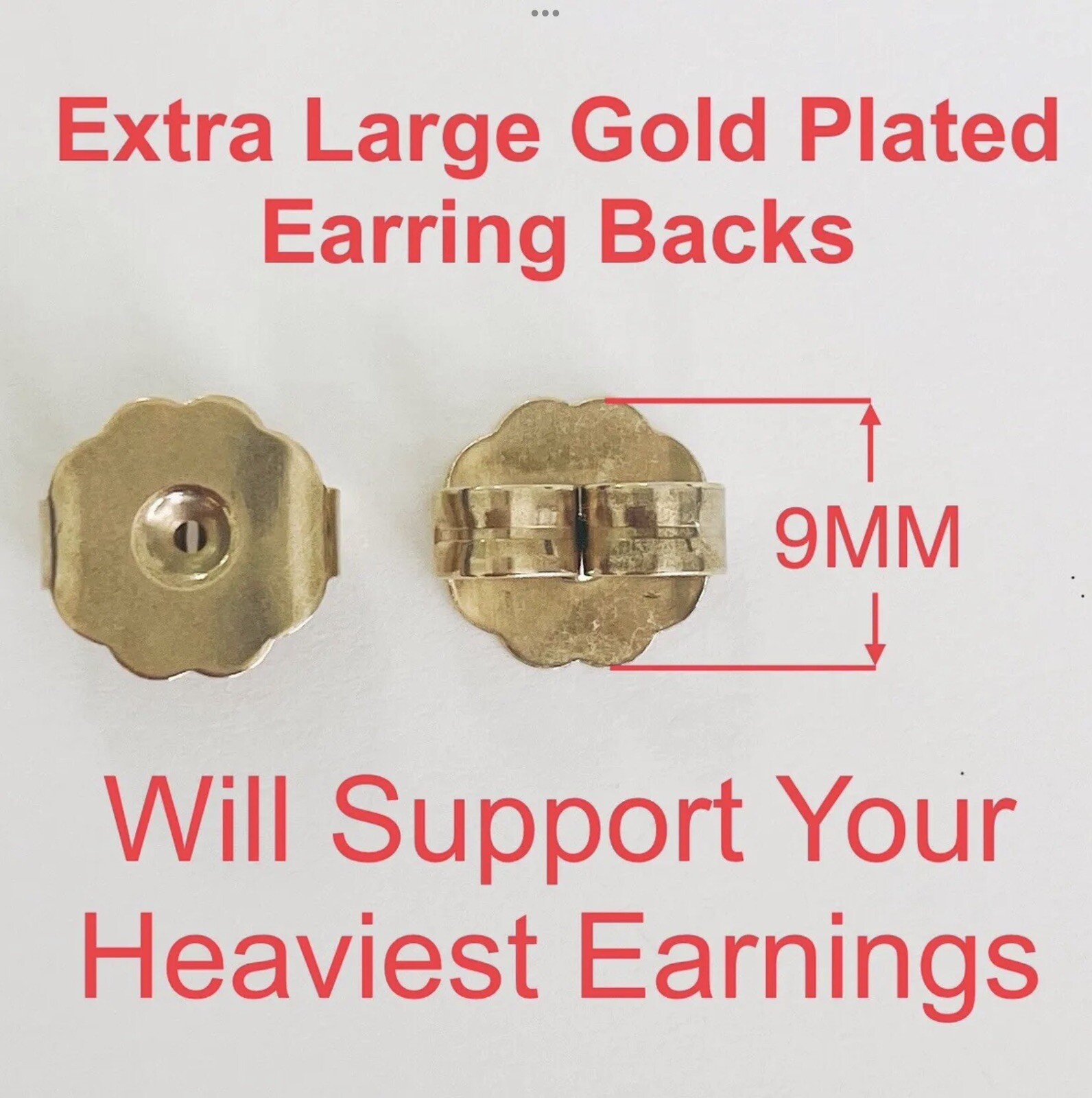 Extra-large Hypo-Allergy Surgical Stainless Steel or Gold Plated Earring Backs