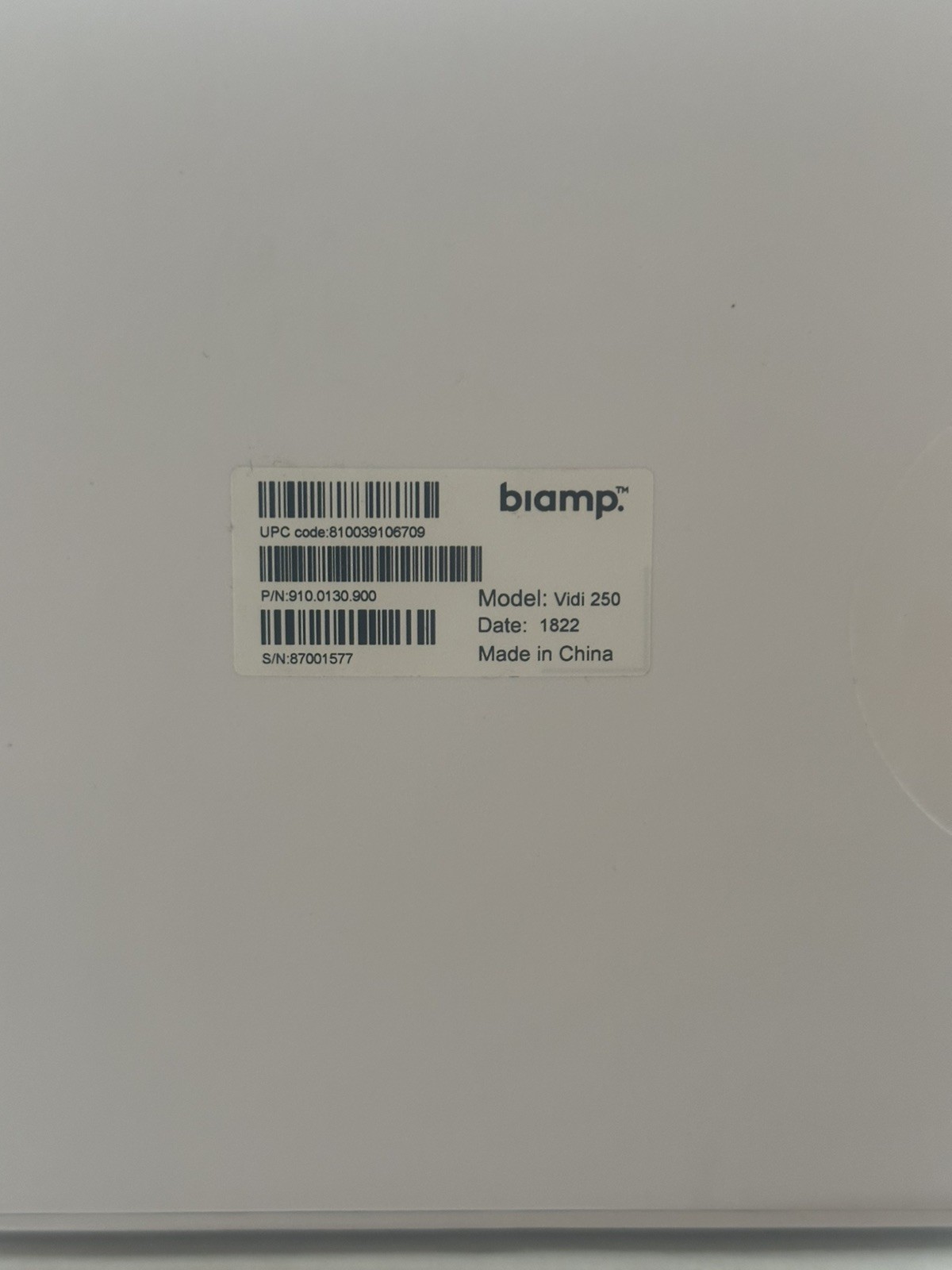 Biamp VIDI250 4K Wide Angle Video Conference Camera - NEW IN BOX!