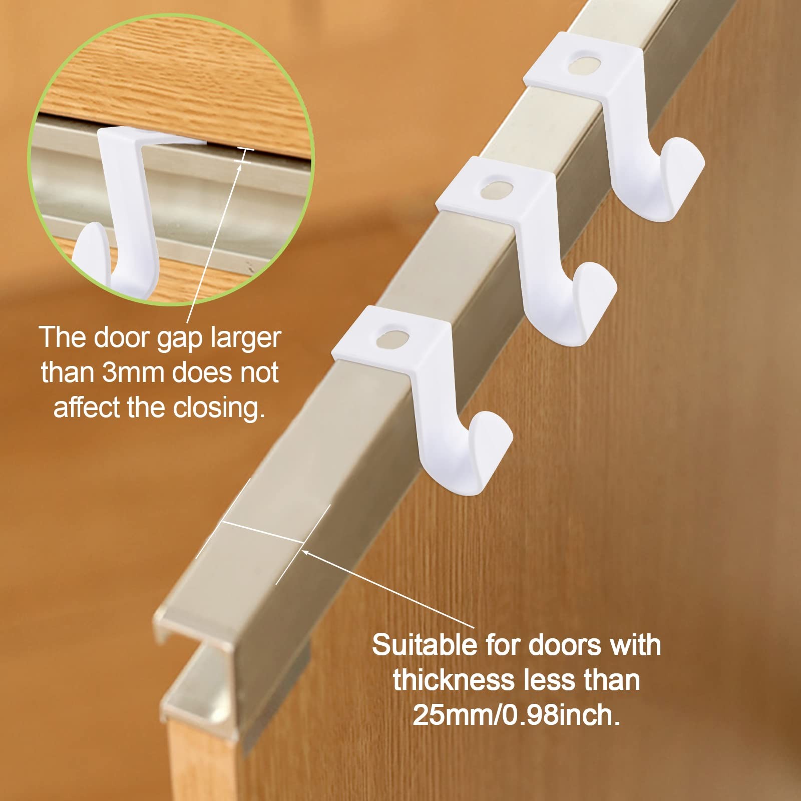 16 PCS White Over Cabinet Door Hooks Plastic MultiPurpose SpaceSaving Drawer