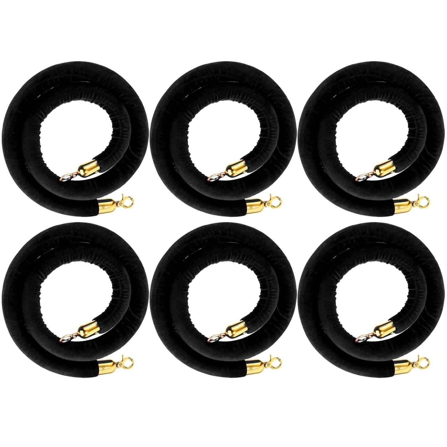 Woanger 6 Pack Velvet Stanchion Rope, 5 Feet Crowd Control Stanchion Ropes Safet