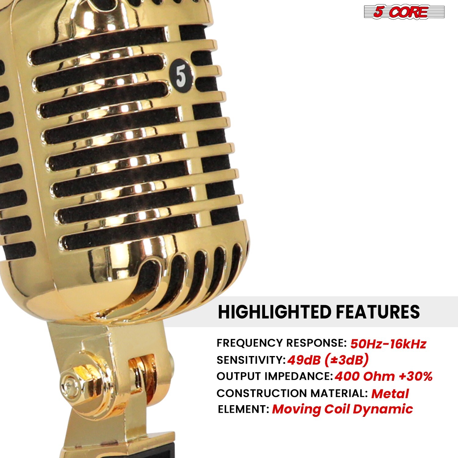 5Core Vintage Microphone Classic Dynamic Professional XLR Studio Retro Style Mic
