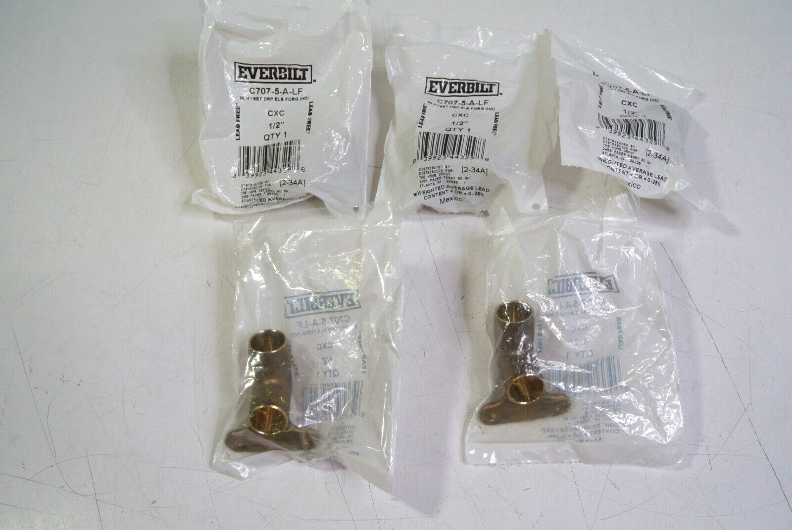 (5) EVERBILT C707-5-A-LF  1/2" Forged Bronze 90-Degree hyset elbow