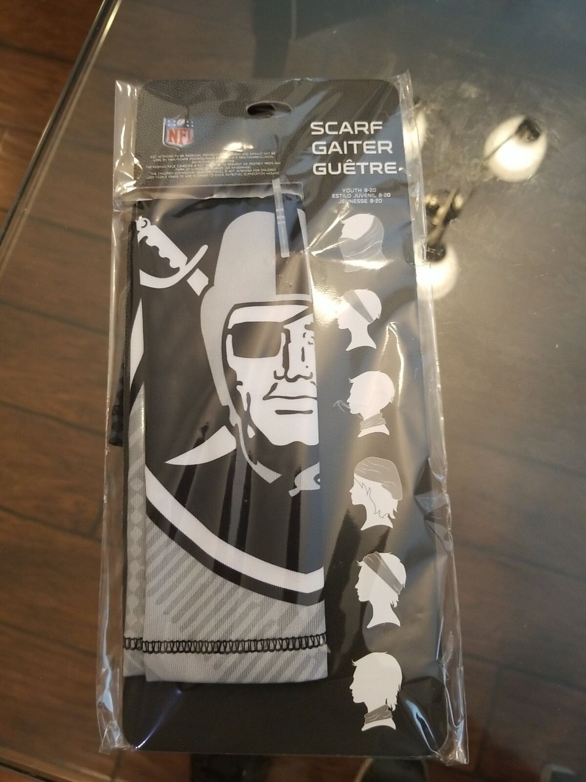 New NFL Raiders Scarf Wrap Neck Gaiter Boy's One Size Youth 8-20 Mask Bandana