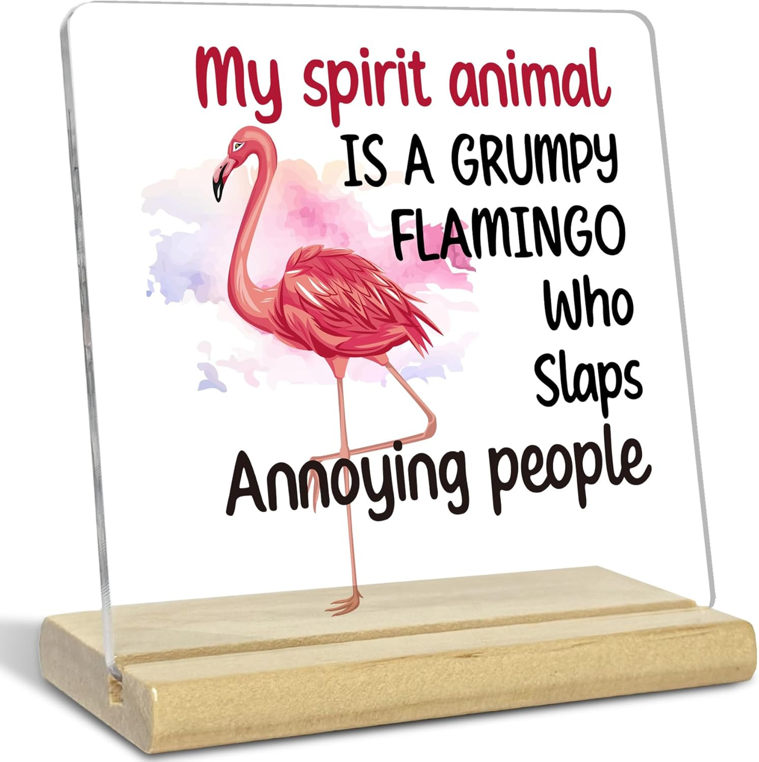 Humorous Acrylic Plaque Gift for Social Worker, My Spirit Animal Is a Grumpy Fla