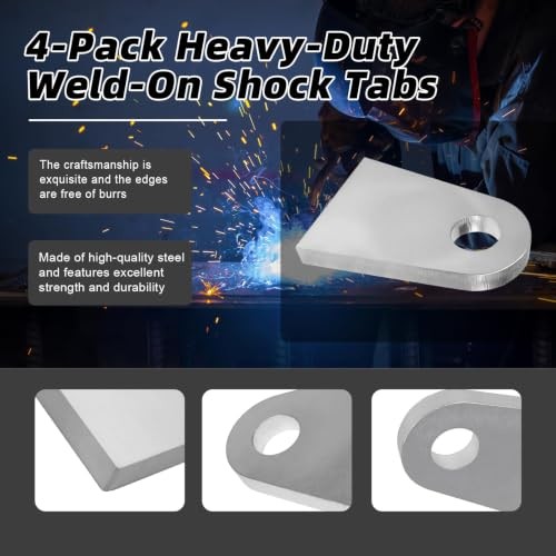 4-Pack Heavy-Duty Weld-On Shock Tabs,Universal Mounting Brackets with 1/2"