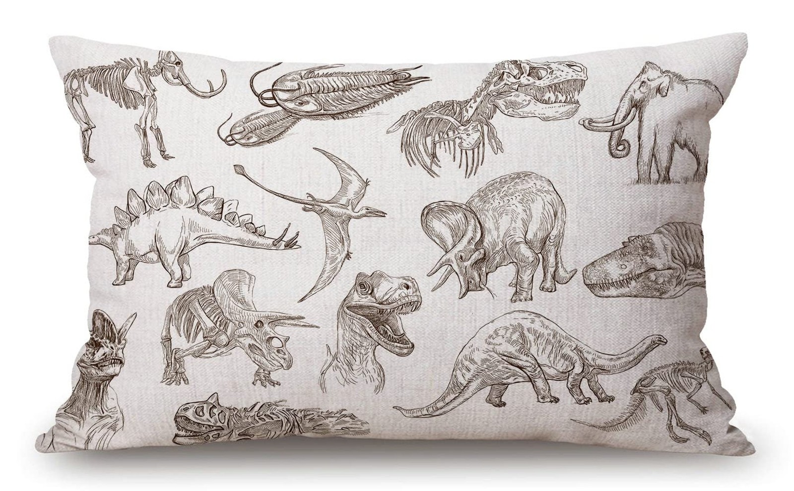 Solekla Dinosaur Bones Fossils Cotton Linen Decorative Throw Pillow Case Cush...