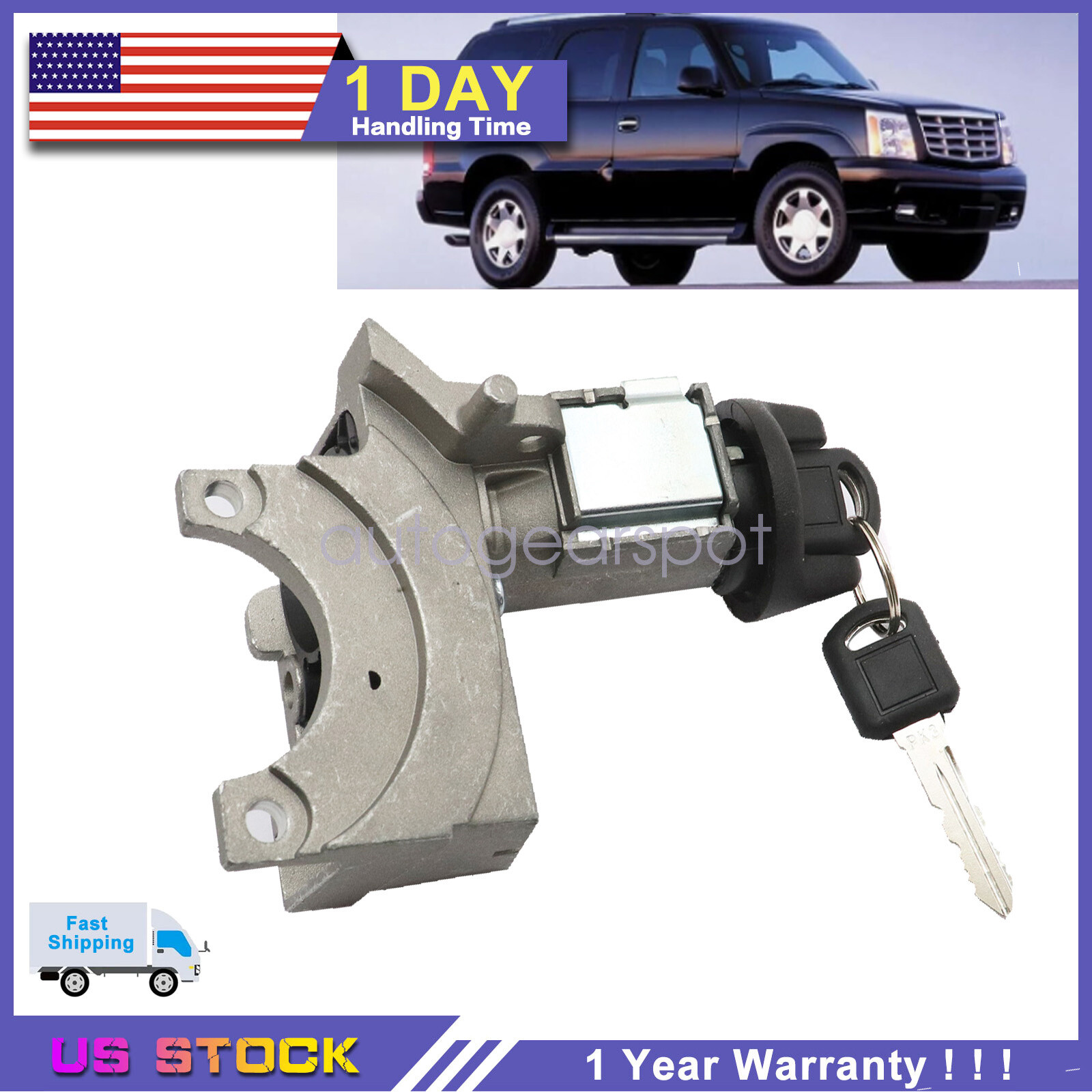 Ignition Lock Cylinder Switch & Housing For Chevy GMC C/K 1500-3500 Tahoe 98-00