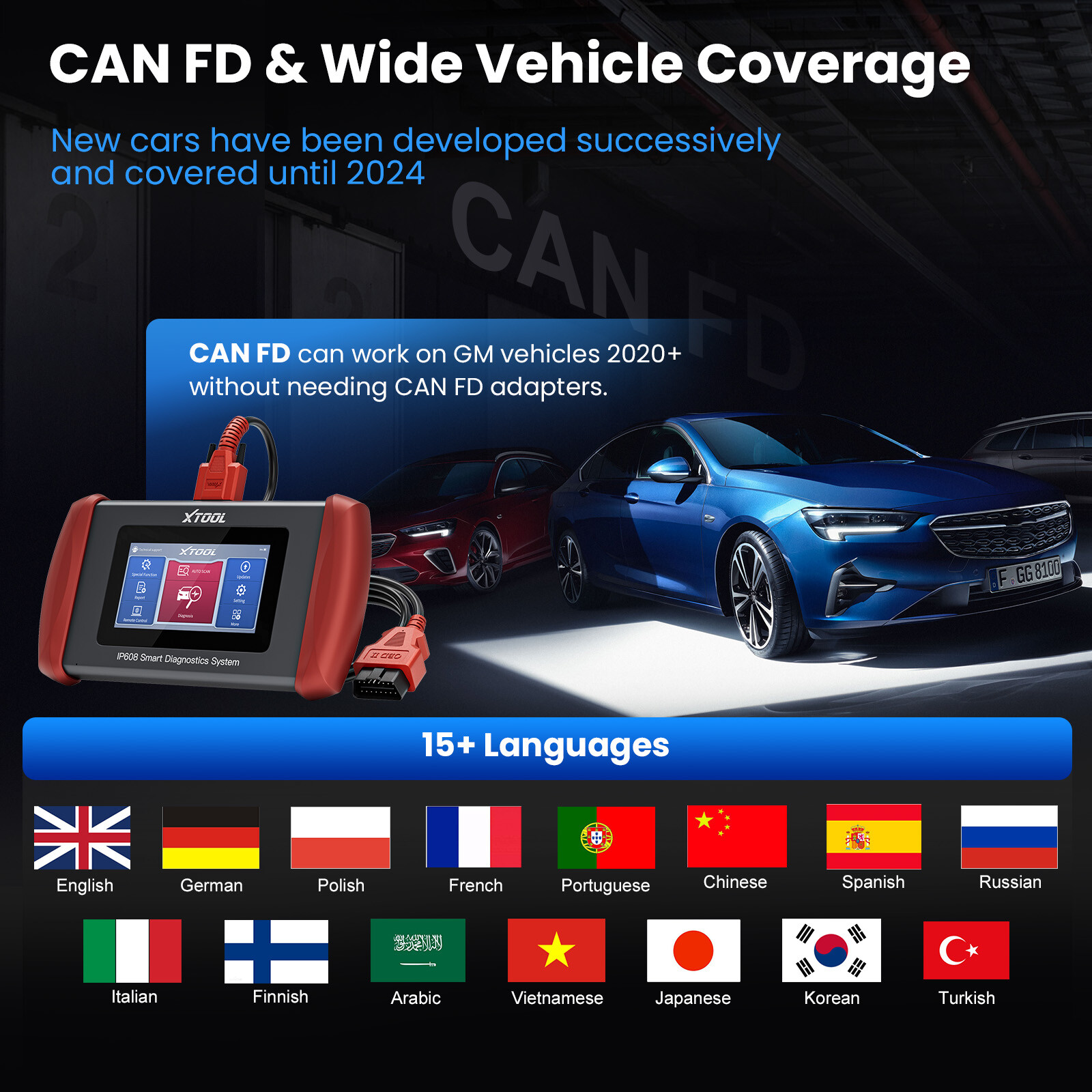 XTOOL IP608 Scan Tool Full System Diagnostic 30+ Service Coder Reader Scanner US