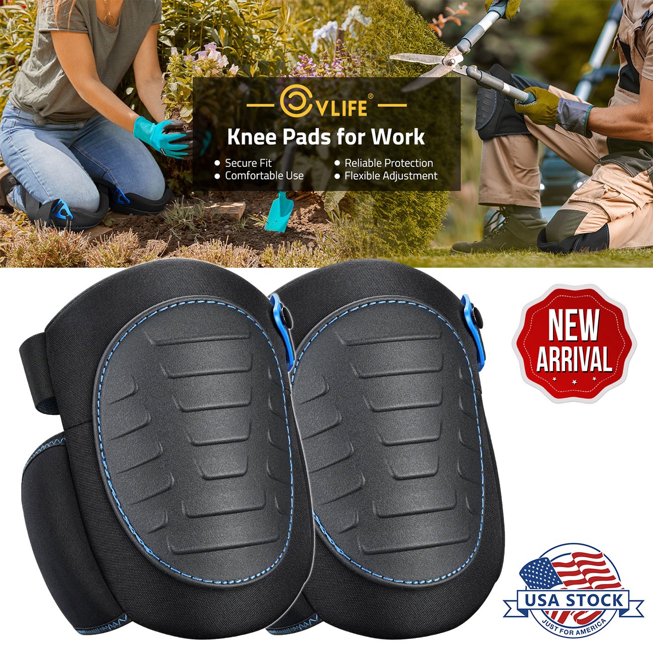 Work Construction Knee Pads Safety Leg Protector Adjustable Comfort Professional