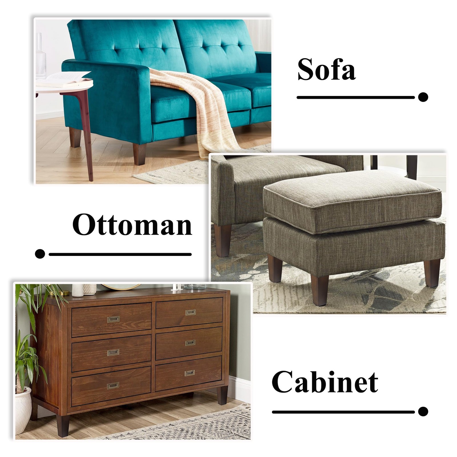 6" Wood Sofa Legs Set of 4 - Mid-Century Modern Brown Replacement for Furniture