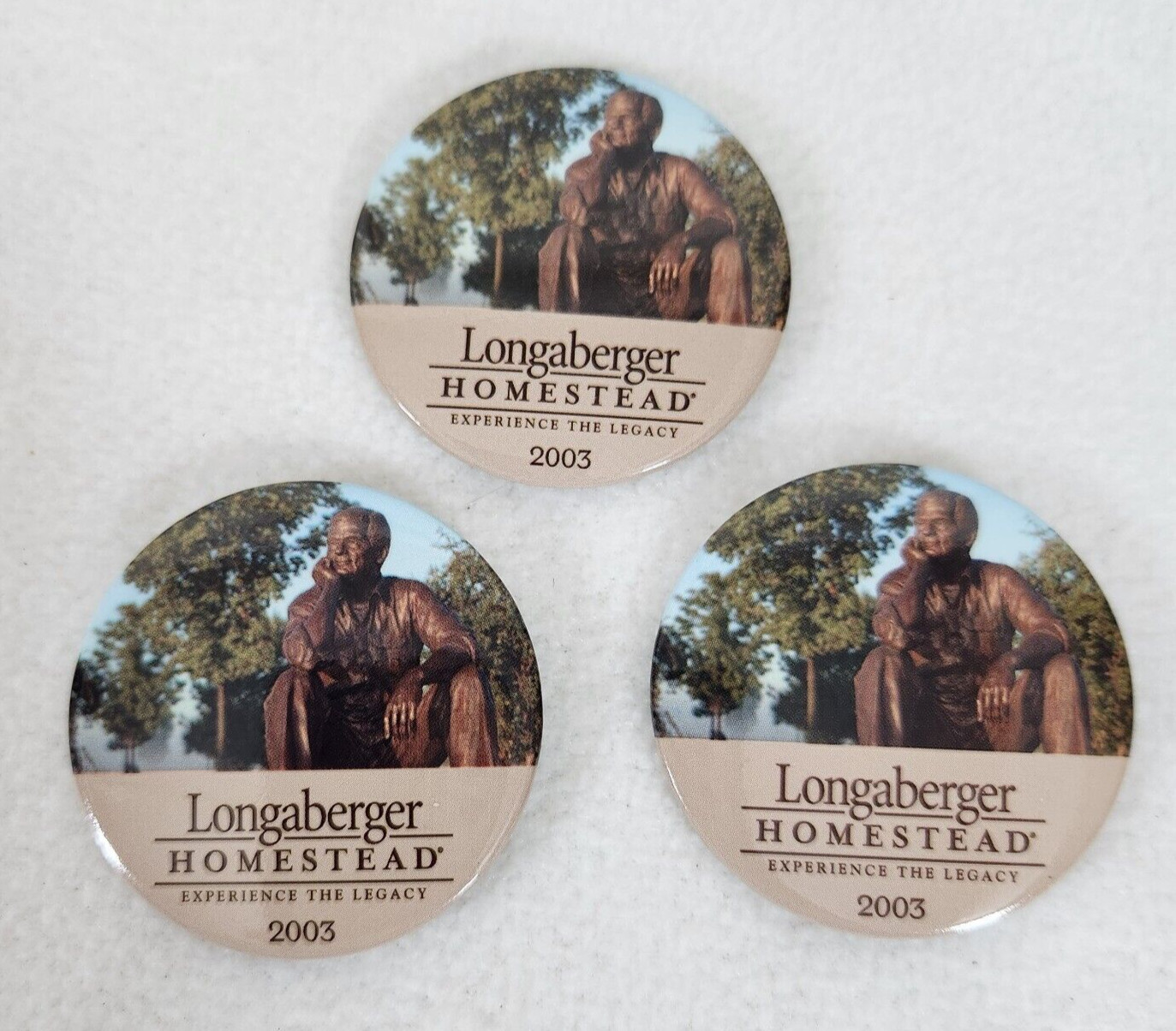 Longaberger (3) 2003 Homestead Pins Dave Longaberger in Thought Statue Design