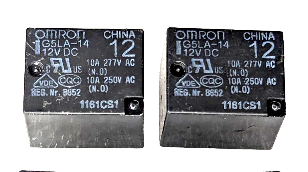 (2 PC) Omron G5LA-14 12VDC SPDT 10A 5-Pin PCB Mount, Cross JS1-12V & T7NS5D1-12