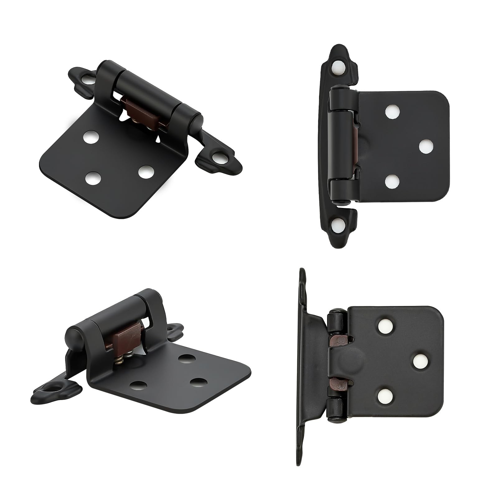 10 Pack 5 Pairs Matte Black Cabinet Hinges for Kitchen Doors, SelfClosing, 1/...