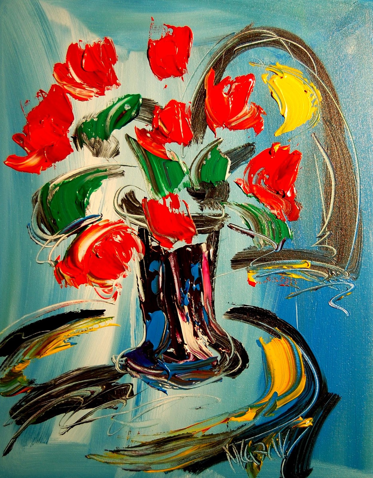 Flowers Original Oil Painting Canvas Wall Art Stretched wdwd