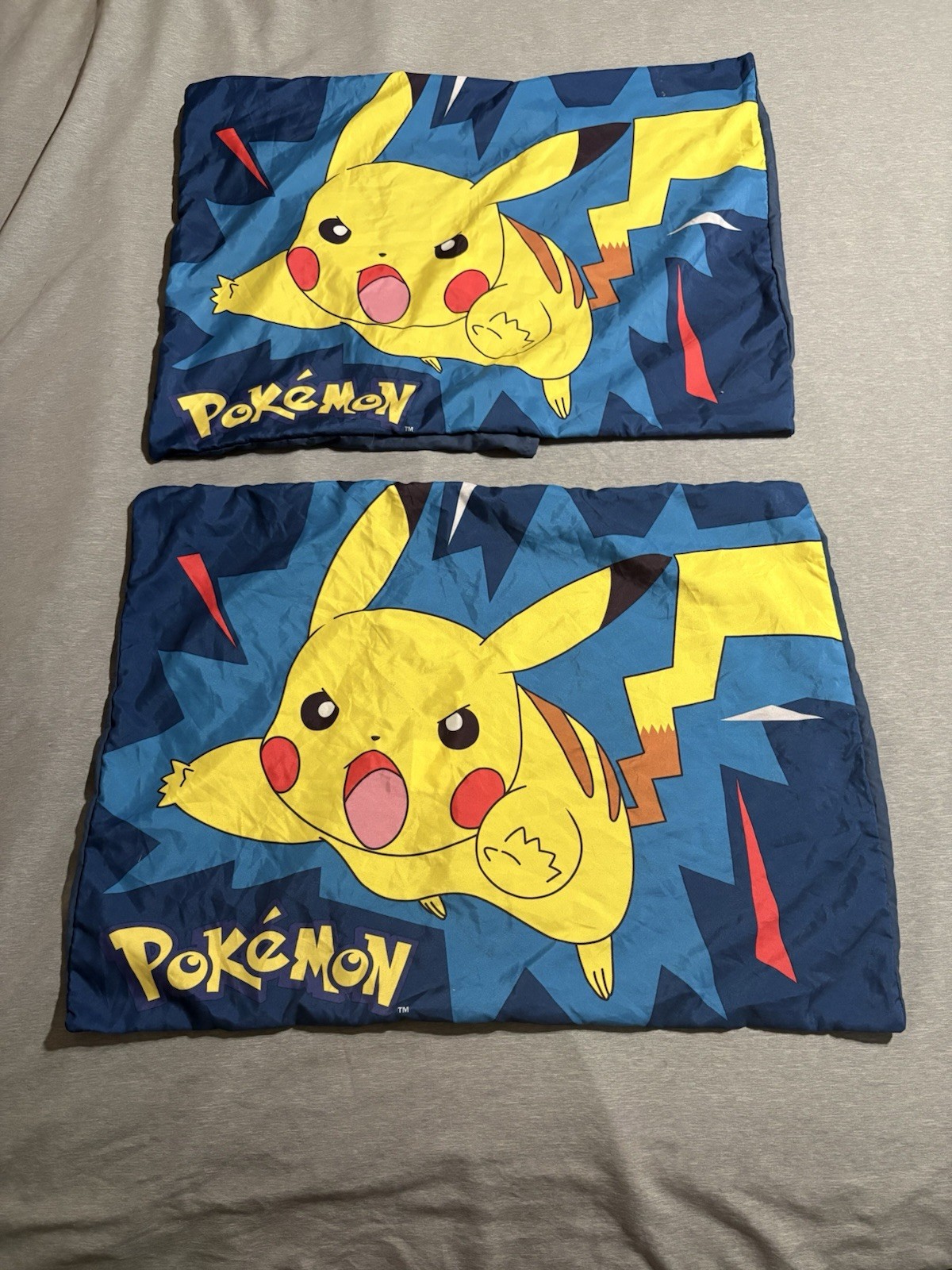 Pokémon Pikachu Blue & Yellow Standard Kids Pillow Shams Lot Of 2 Case