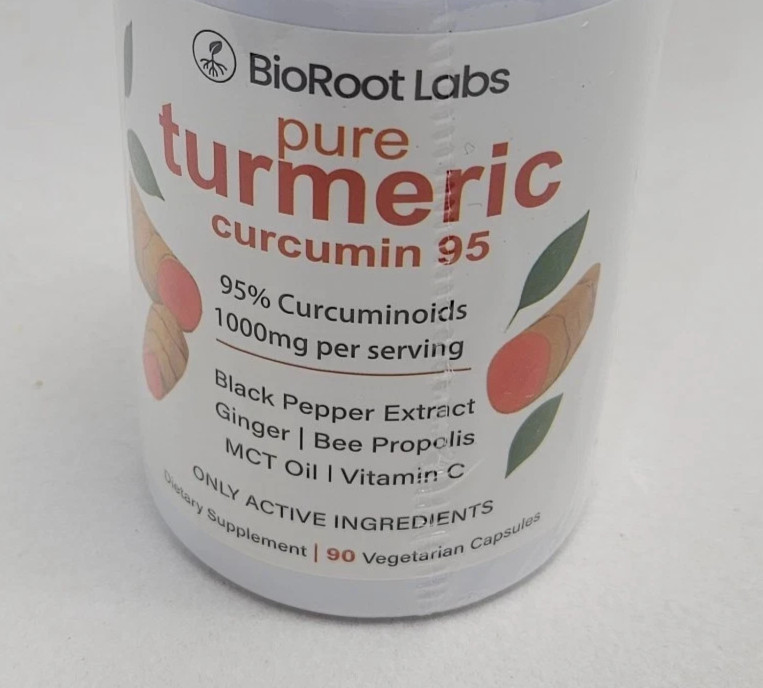 BioRoot Labs Turmeric Curcumin Supplement 1,000mg 95% Curcuminoids 90 capsules