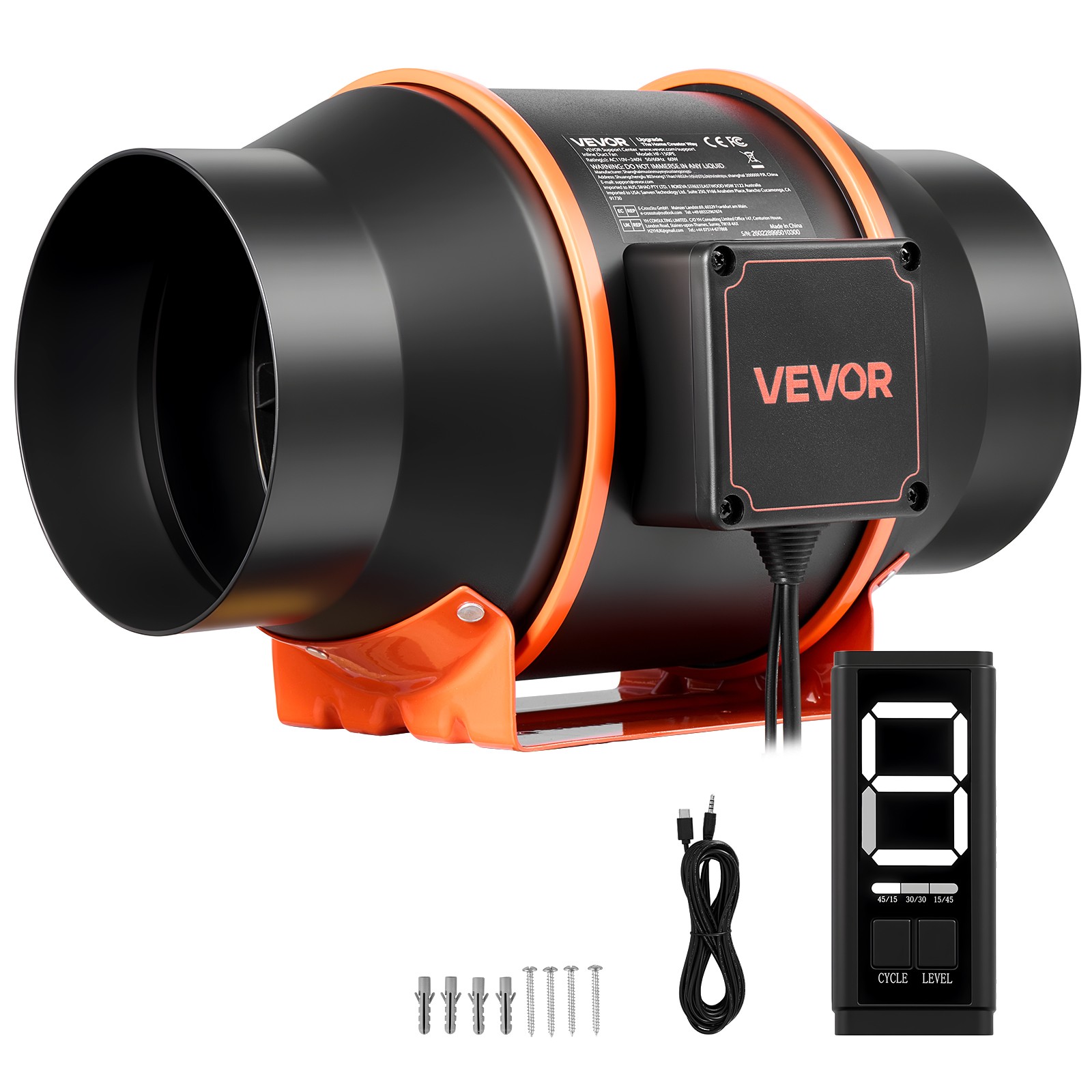 VEVOR Inline Duct Fan 3-Speed Circulation 402 CFM 6 Inch EC Motor PWM Grow Tent