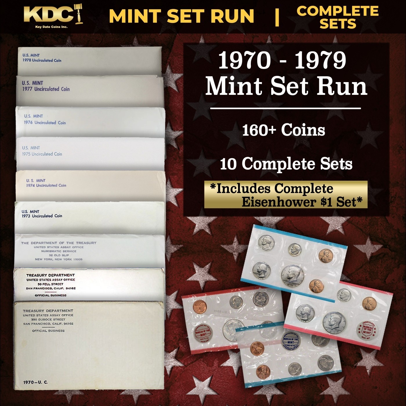 1970-1979 United States Mint Set Run 160+ Coins 10 Sets Complete Ike $1 Set OGP