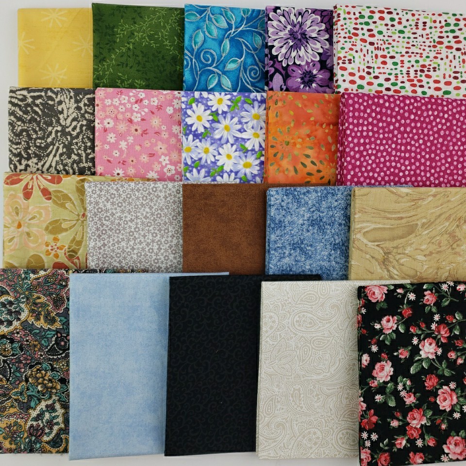 20 Fat Quarters 100% Cotton Fabric Quilting Sewing Crafts Multi Prints Colors