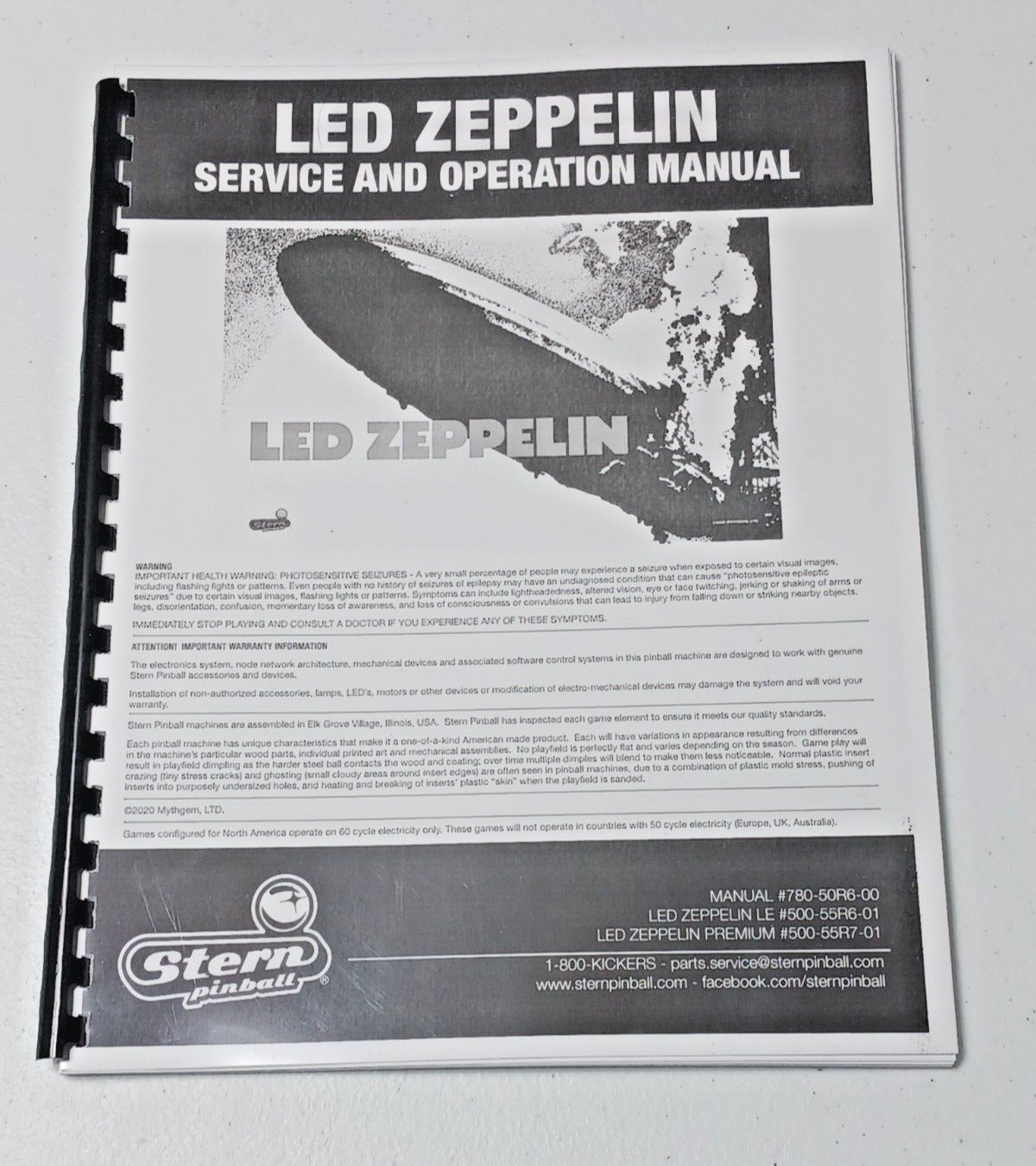 LED ZEPPELIN, LE/PREMIUM, STERN, SERVICE AND OPERATION MANUAL