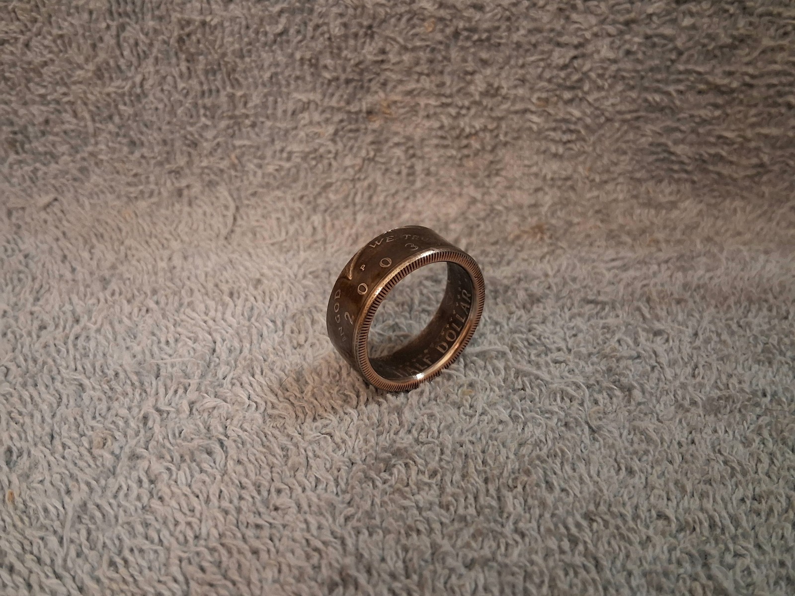 2003 Kennedy Half Dollars  size 10   coin ring  handmade mixed metals (A)