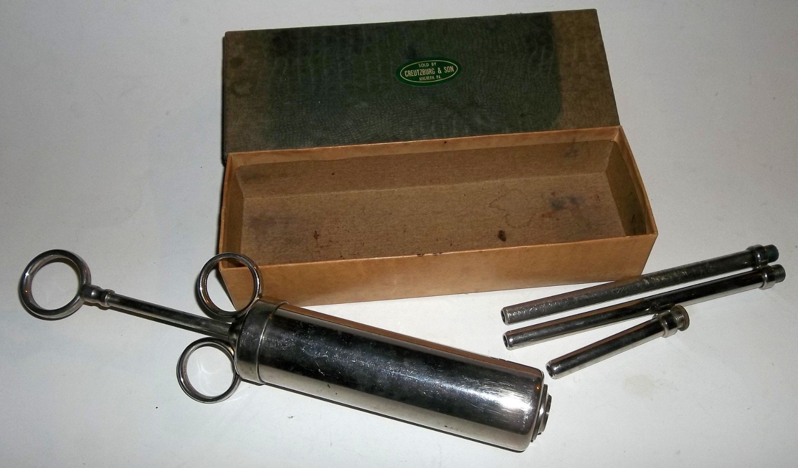 Vtg Livestock Medicine Ideal Chicago Dose Syringe Creutzburg & Son Malvern PA