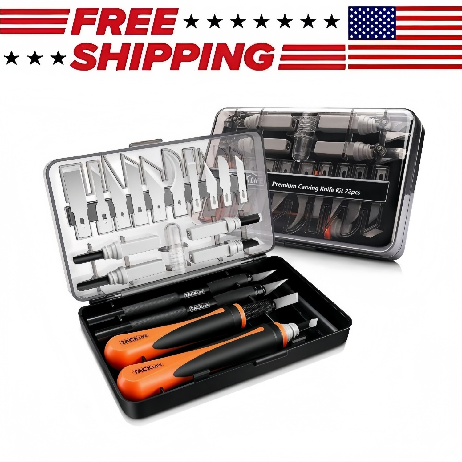 22 PCS Wood Carving Knives Set Woodworking  Spoon Kit Whittling Carpenter Tools