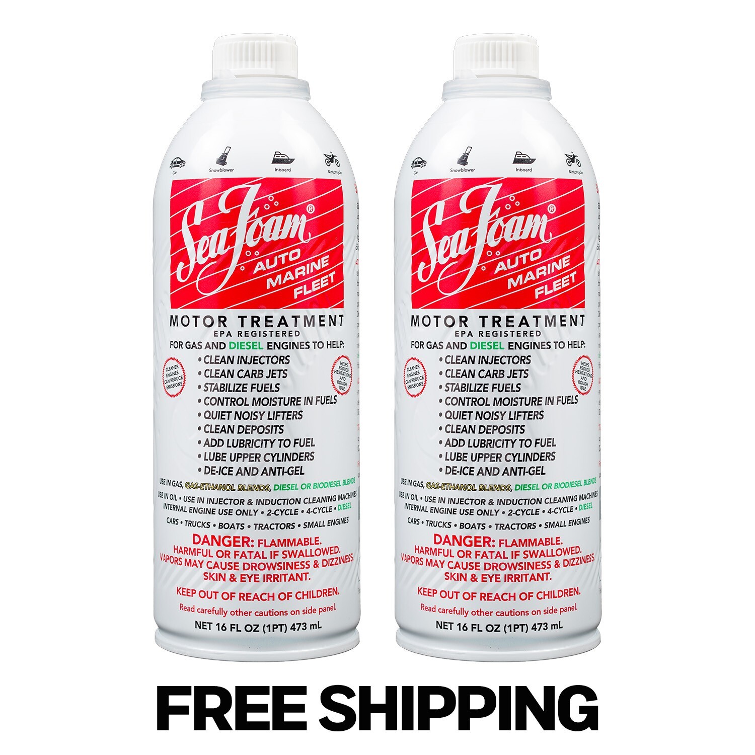 Sea Foam Motor Treatment SF16 Gas and Diesel Fuel Additive 16oz Pack of 2
