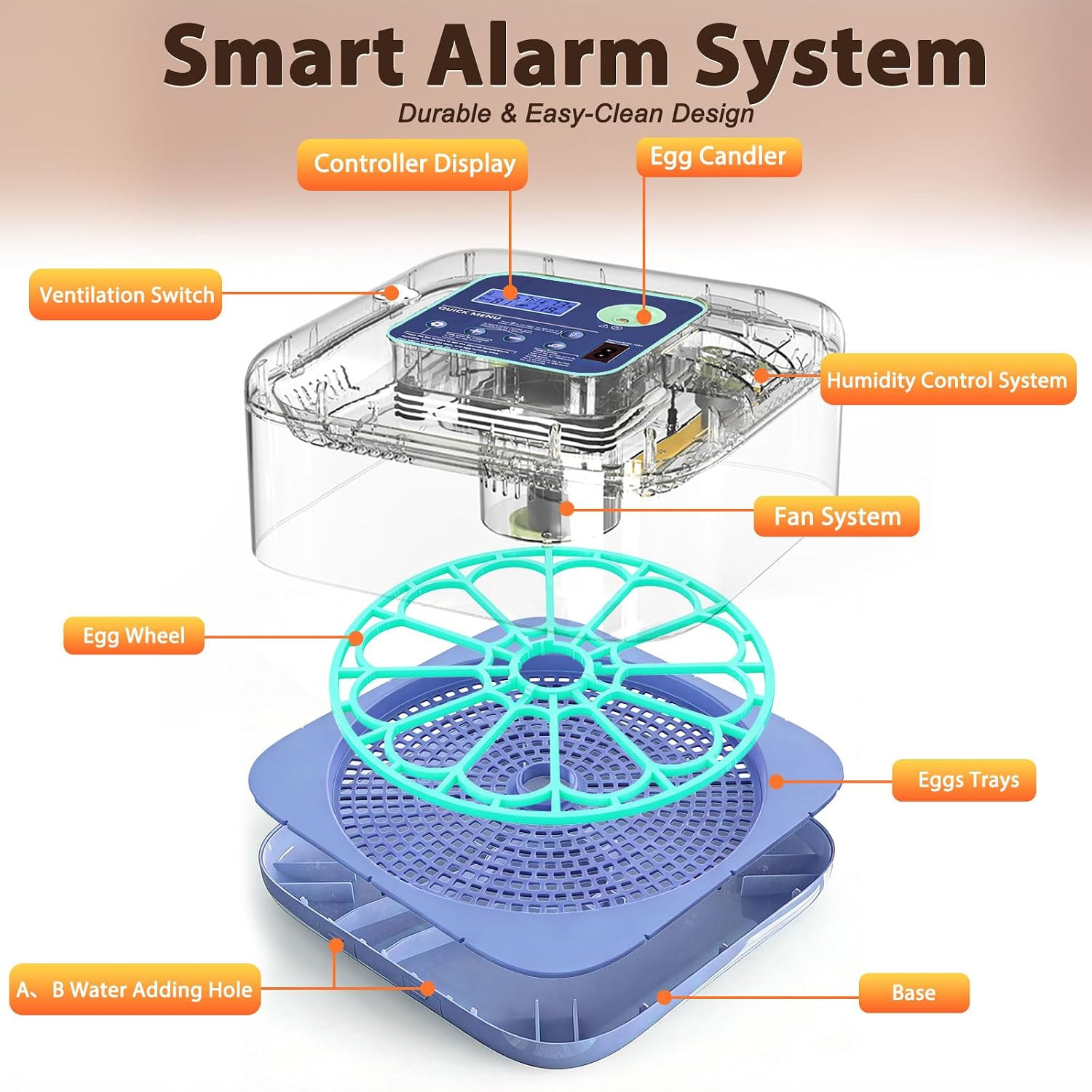 Incubators for Hatching Eggs, 12-24 Egg Digital Incubator with Smart Temperature